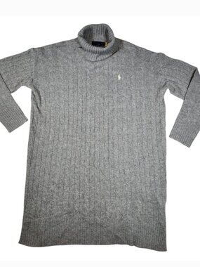 Polo ralph lauren  large cable-knit wool&cashmere sweater dress Gray